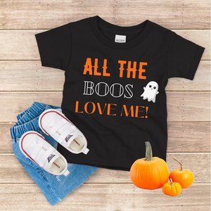 All The Boos Love Me - Toddler Girls Halloween Tee